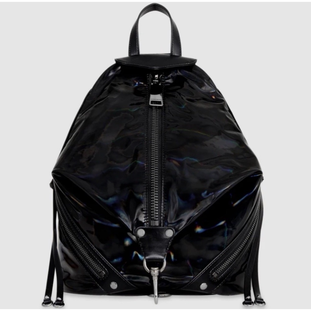 NWT Rebecca Minkoff Nylon Medium Julian Backpack Black Holographic